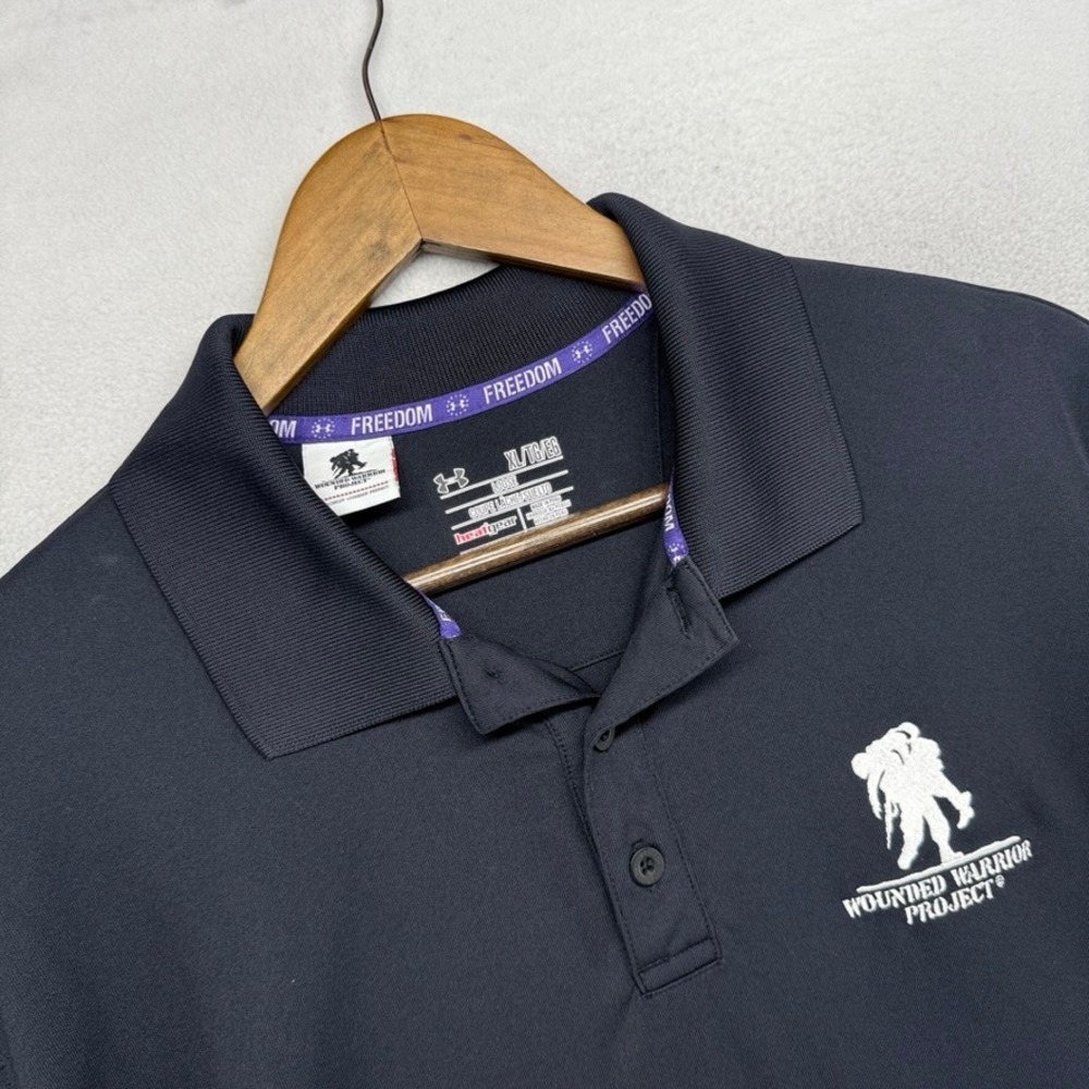 Under Armour Polo Mens XL Black Wounded Warrior Project Tactical HeatGear Loose
